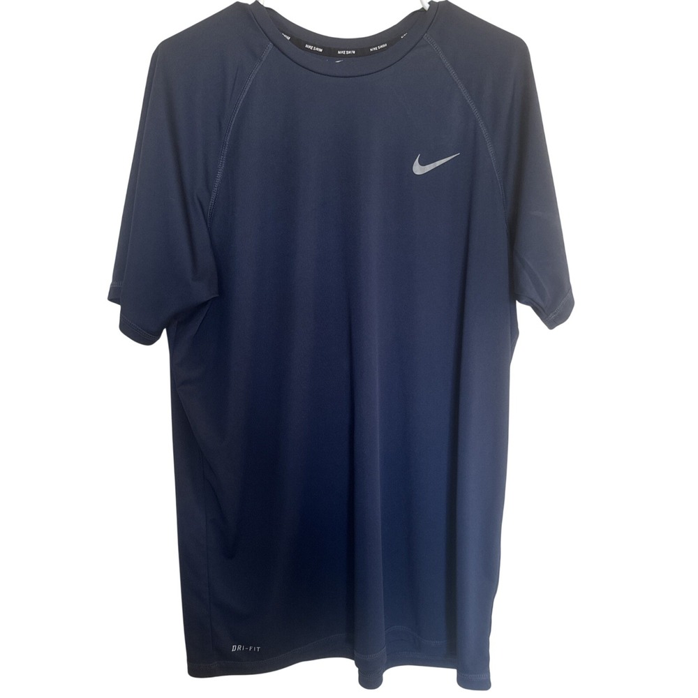 Nike Swim Dri-Fit Men's XLarge Dark Blue T-Shirt UPF40+ Short Sleeve Crew Neck